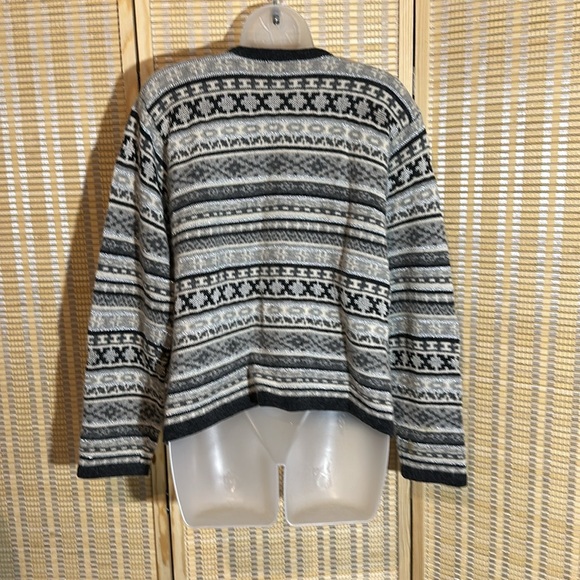 Appleseed's Gray White Metallic Silver Striped Knit Cardigan Sweater XL - Picture 11 of 16